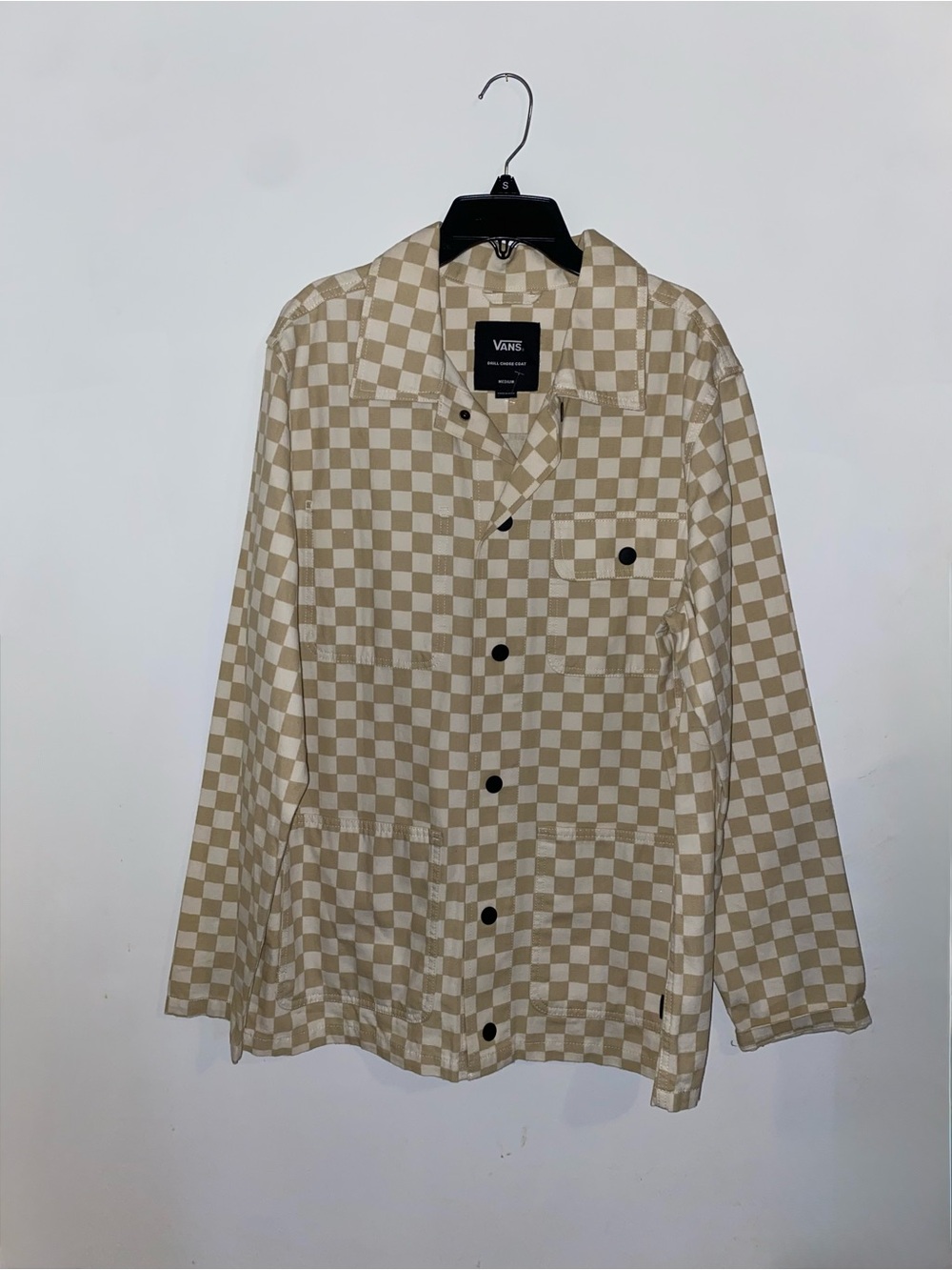 Vans Beige & Cream Checkerboard Button Shirt Jacket